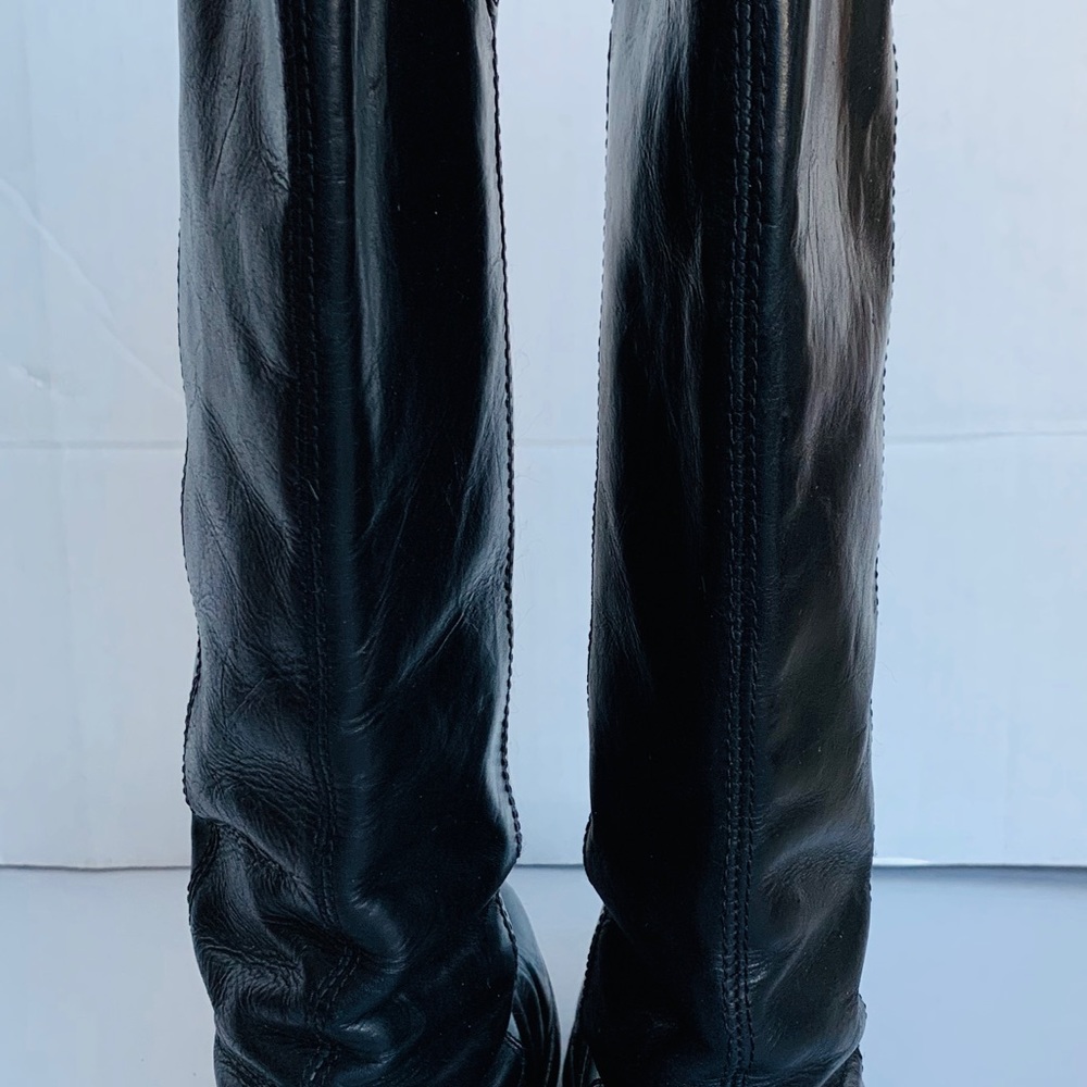 Frye Black Leather Melissa Riding Boots Size 7.5 - Picture 5 of 8